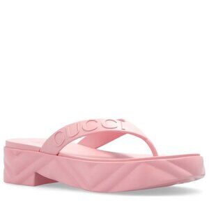 NEW Gucci Womens Tariffa Platform Rubber Flip Flop in Wild Rose Size 39 EU/9 US